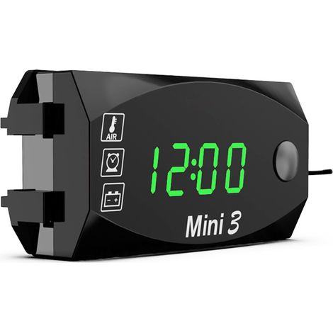 Compteur de moto 3 en 1 LED, horloge numérique, thermomètre, tension, voltmètre, moniteur de batterie étanche, jauge 6-30V pour voiture, bateau marin (1/5)