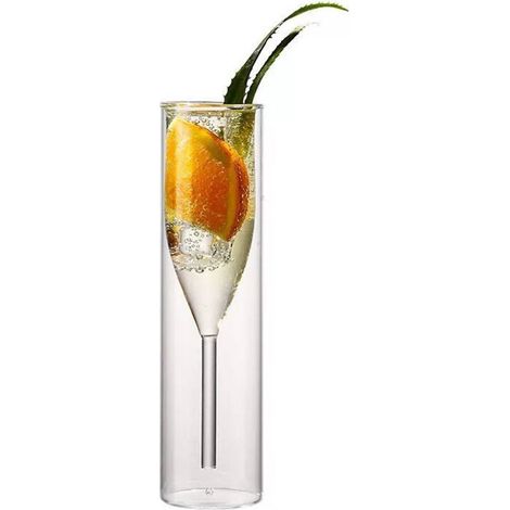 Flute À Champagne - Verre Double Paroi - Capacité 110 Ml - Hauteur 19 2 Cm - Transparent - 1 Pièce (1/5)