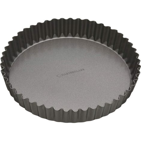MasterClass Tortiera / Teglia per Quiche Scanalata Antiaderente con Base Removibile Rotonda, 30 cm (12) (1/5)