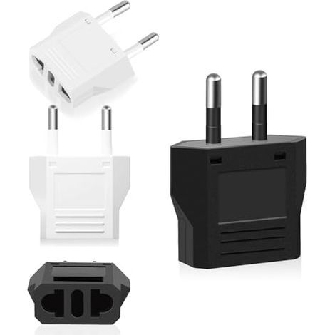 4 Pièces Adaptateur Prise USA de Voyage, Adaptateurs Secteur Prise électrique US Chine vers Europe France, US vers France Adapter, Fiche de Voyage US vers EU Prise pour Europe - Noir B (1/5)