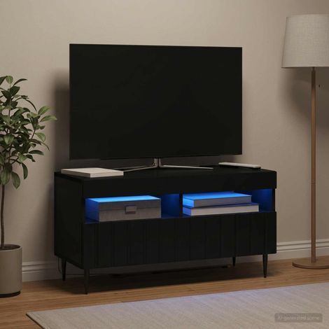 Irovami LED TV Stand Black Engineered Wood (1/5)