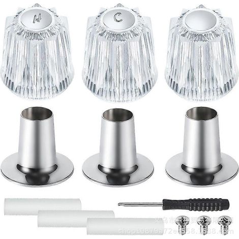 Ensemble de 3 boutons de douche de rechange pour Pfister Contessa/Windsor, en alliage de zinc, comprenant un bouton mitigeur eau chaude/eau froide/inverseur et une embase à bride. (1/5)
