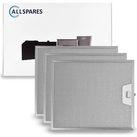 Filtro metálico AllSpares (3x) para campanas extractoras compatibles con AEG-Electrolux Zanussi 50248271004 y Faber 1330071330 (300x253x7mm) (1/5)