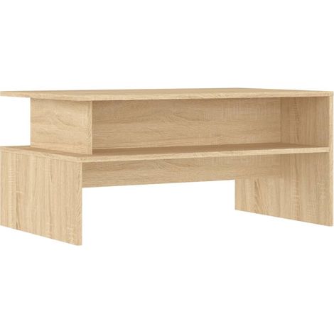 Tavolino con ripiano, design senza tempo, 90 x 55 x 42,5 cm, legno ingegnerizzato, color rovere DEC039067