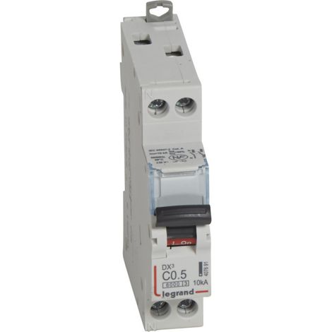 407691 Disjoncteur Unipolaire + Neutre 0,5a - 1p+n Courbe C - 6/10ka - à Vis - Legrand Dx3