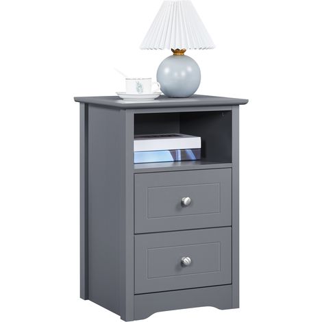 Yaheetech Comodino Camera da Letto con Cassetti 40 x 35 x 60 cm Tavolino Lato Cassettiera Moderno Organizzatore Porta Oggetti Grigio Scuro (1/5)