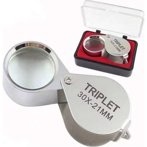Loupe de bijoutier grossissante 30x loupe eclairante avec étui pour la lecture, les livres, les journaux, les insectes, les loisirs (30X)