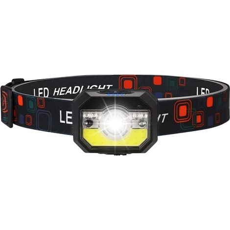 Lampe frontale LED puissante à détection de lumière, lampe torche multifonction pour casque (1/5)