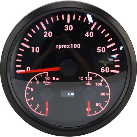 Compteur 3-en-1 Toivize 6000 tr/min Tachymètre Pression Huile Température Eau Rétroéclairage LED 7 Couleurs Cadran Noir Métal 110mm
