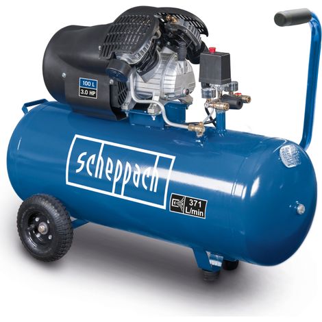 Scheppach – Compresseur d’air 100L 10 bar – Débit 412 L/min – Moteur 2200 W – Double cylindre – Régulateur de pression – 2 raccords rapides (1/5)