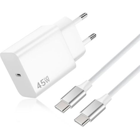 Chargeur rapide USB-C-KAL-Chargeur USB-C 45W Rapide avec Câble 2M pour Samsung Galaxy Série S/A et iPhone (1/5)