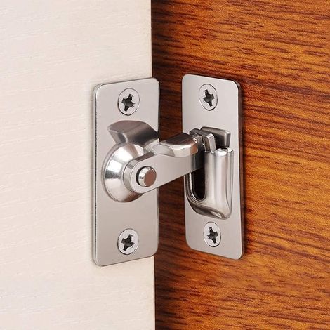 Serrure de porte à angle droit (90°), verrou à pêne dormant, serrure de porte intérieure, serrure de salle de bain, serrure de porte de toilettes (1/3)