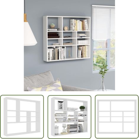 The Living Store Étagère murale Blanc 90x16x78 cm Bois d’ingénierie - Étagère Murale - Étagère Blanche - Rangement Mural - Décoration Murale - Bibliothèque Murale (1/5)
