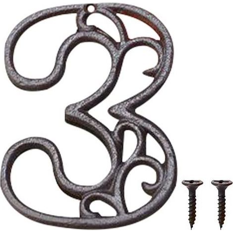 Métal Numéro de Maison en Fonte extérieur Moderne House Numbers Metal Sign Numéro de Porte Style rétro Numéro D'adresse Pour café, Bar, Restaurant (Numéro 3) (1/5)