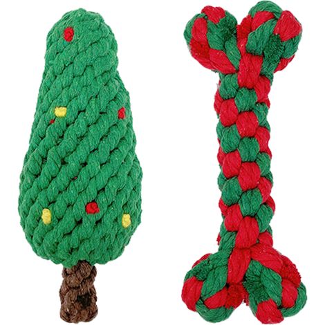 1 juguete masticable de cuerda con temática navideña, para la limpieza dental, juguete interactivo, para cachorros y perros. (1/5)