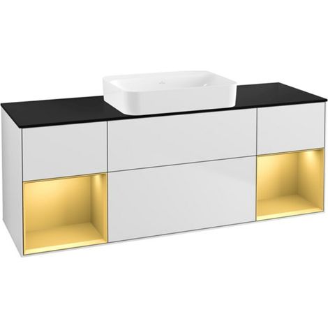 V&B Waschtischunterschrank Wandbeleuchtung Finion 160x60,3x50,1cm, Rg gol m Lac, wh. m Lac (1/2)