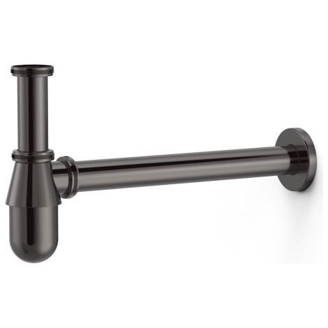 Siphon télescopique type bouteille avec bouchon de visite pour lavabo Noir Métallisé - TRES 03463430KM (1/2)
