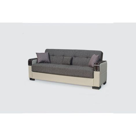 Malta Brown 3 Seater Ottoman Storage Sofa Bed with Cushions