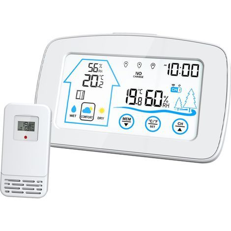 Thermomètre Intérieur Extérieur Numérique Et Hygromètre Sans Fil Pour Maison Et Station Météo Portable Avec Grand Écran Lcd (1/5)