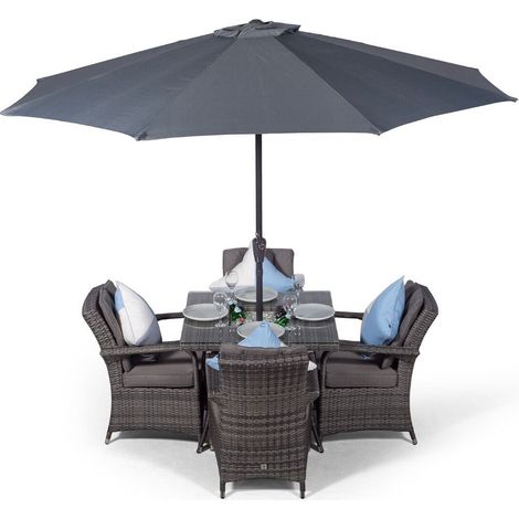 Arizona Square 4 Seater Patio Dining Set with Ice Bucket Drinks Cooler - Grey (1/5)