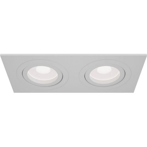 Atom Encastré Twin Square Downlight Blanc, 2 Lumières, GU10