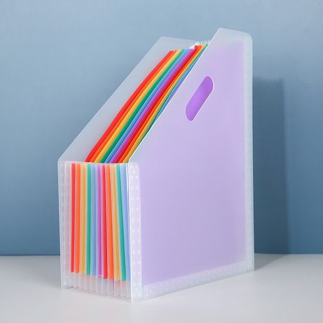 Classeur accordéon A4 vertical à haut incliné - Organisateur de documents extensible à grande capacité, Sac de rangement portable pour papiers et copies d'examen pour maison et bureau (1/5)