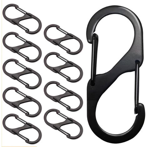 10 federbelastete 40-mm-Karabiner, leichte, kleine S-Haken, Outdoor-Haken, perfekt für Camping, Zuhause, Wandern oder Reisen