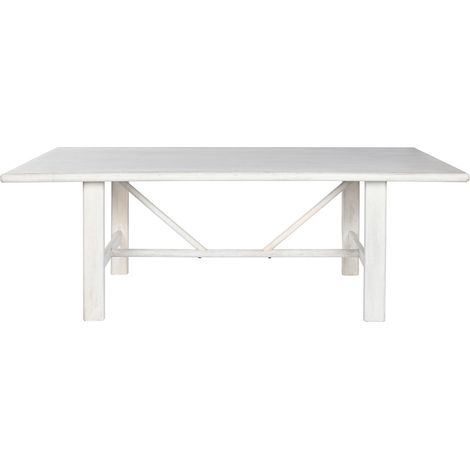 Table à manger, table de repas en bois de manguier coloris blanc - longueur 213 x profondeur 96 x Hauteur 76,50 cm (1/5)