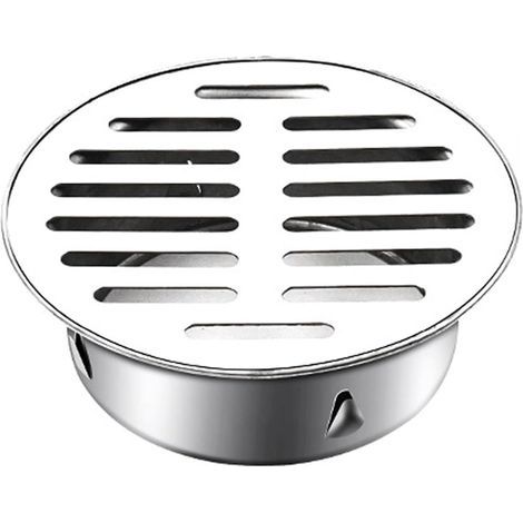 Lntyq Drain de sol rond antiblocage en acier inoxydable pour balcon, couvercle de drain de sol (bouche plate de 110 mm) (1/5)