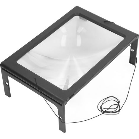 Rechteckige Leselupe, freihändig nutzbar, USB-Anschluss, 2,5-fache Vergrößerung, faltbar, beleuchtet, mit 12 LEDs (1/5)