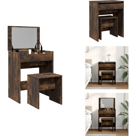 Schminktisch mit Hocker Räuchereiche 60x40x113,5 cm - Schminktisch - Kosmetikschrank - Badezimmermöbel - Makeup Tisch - Schreibtisch (1/5)
