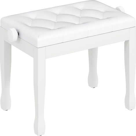 Adjustable Piano Bench with Faux Leather Cushion, White
