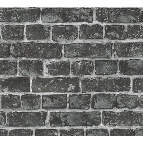 Empapelado aspecto piedra azulejos Profhome 306822 papel pintado no tejido liso con dibujo naturaleza mate negro gris 5,33 m2