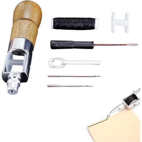 Kit de couture du cuir 1 set, outils de maroquinerie et aiguilles pour projets DIY à la main, nécessaire de bricolage cuir (1/5)