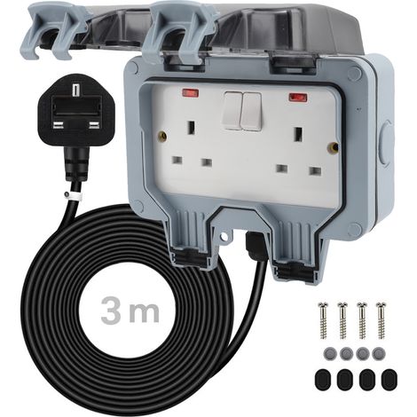 Prise électrique extérieure murale IP66 avec interrupteur et lumière indicateur (1/5)