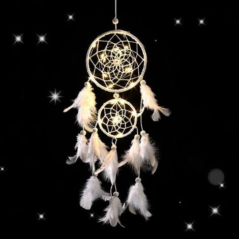 Dreamcatcher - Plumes Naturelles - Décoration Murale Chambre Enfant - Suspendu Artisanal - 1 Pièce (1/5)