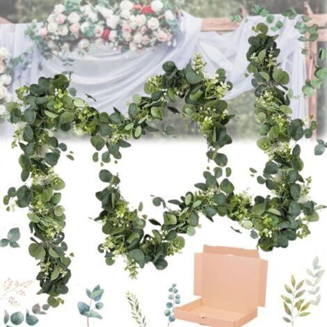 2 Pièces D'eucalyptus Artificielles Guirlandes, Vignes Eucalyptus, Plante Artificielle Suspendue pour Salon, Mariage, décoration de fête pour l'intérieur et l'extérieur (1/5)