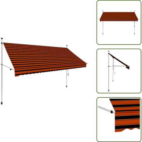 Auvent manuel rétractable 300 cm Orange et marron - Auvent Retractable - Stores Exterieurs - Abri Solaire - Protection Soleil - Jardin
