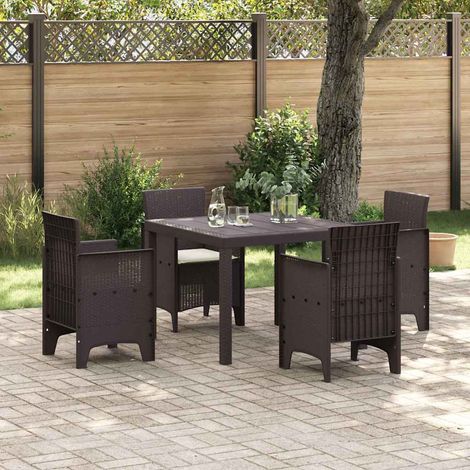 Conjunto de Comedor de Jardín 5 pcs Marrón Polipropileno vidaXL (1/5)