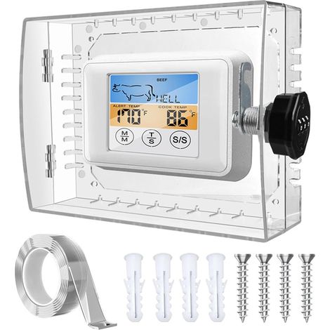 Boîtier de thermostat grand format avec couvercle de protection transparent et système de sécurité à code pour le contrôle de la température et protection anti-effraction (1/5)