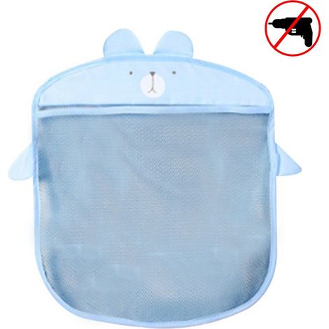 Organisateur de bain pour jouets de bébé, sac de rangement en filet pour baignoire et douche, avec 2 ventouses puissantes. (1/4)