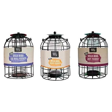 3 pack Wild Bird Feeders for Seeds, Peanut, fat ball feeder - Squirrel resistant Hanging Feeder for Wild Birds Food Stations in your Garden Outdoor Durable Construction Hanging Design (1/5)