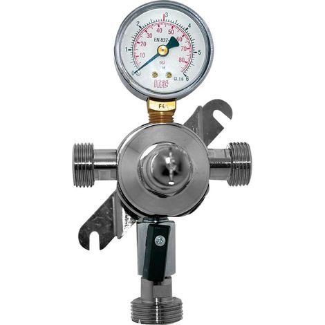 Réducteur de pression intermédiaire pour CO2, N2 et gaz mélangé bière 3 bar laiton nickelé robinet boisseau