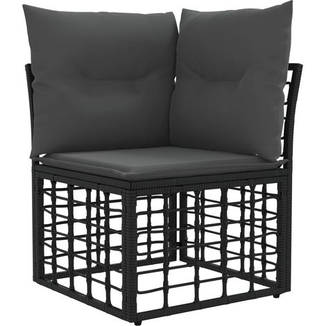 Modular Outdoor Corner Sofa Unit Black Poly Rattan vidaXL