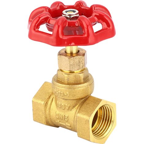 Vanne d'arrêt globe en laiton DN15 G1/2 pouce, filetage femelle, double joint d'étanchéité, pour eau et gaz (1/5)
