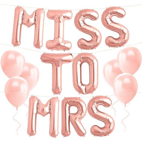 Lettres MISS À MRS en or rose, ballons de décoration pour mariage