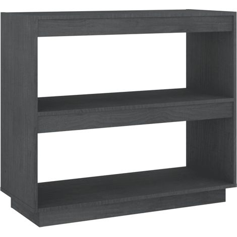vidaXL Libreria Grigia 80x35x71 cm in Legno Massello di Pino (1/5)