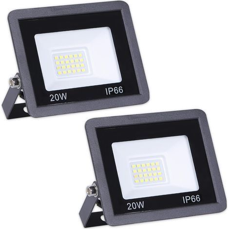 2 pcs Projecteur LED extérieur, 100-265 Volt, Projecteur LED Boîtier aluminium Projecteur extérieur étanche Projecteur enseigne haute luminosité Large Voltage Projection linéaire, 20W (1/5)
