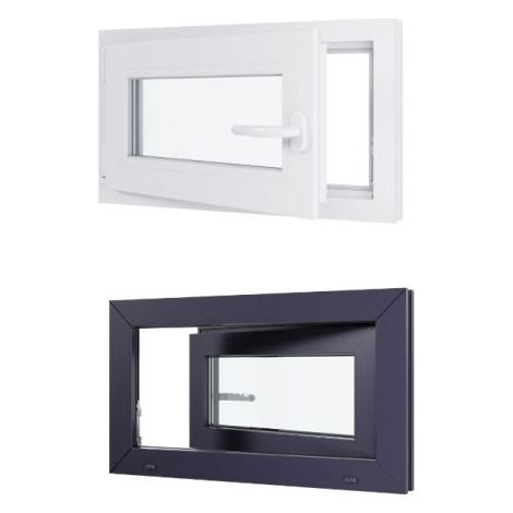 Finestra in PVC - Triplo vetro - Bicolore - Bianco e grigio - 700 mmx400 mm cm