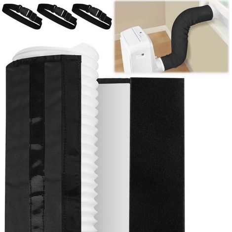 Funda acondicionado portátil, Aislamiento mangueras acondicionado portátil, entre 5 5,9 pulgadas, Fácil instalación 3 correas, Color negro (1/5)